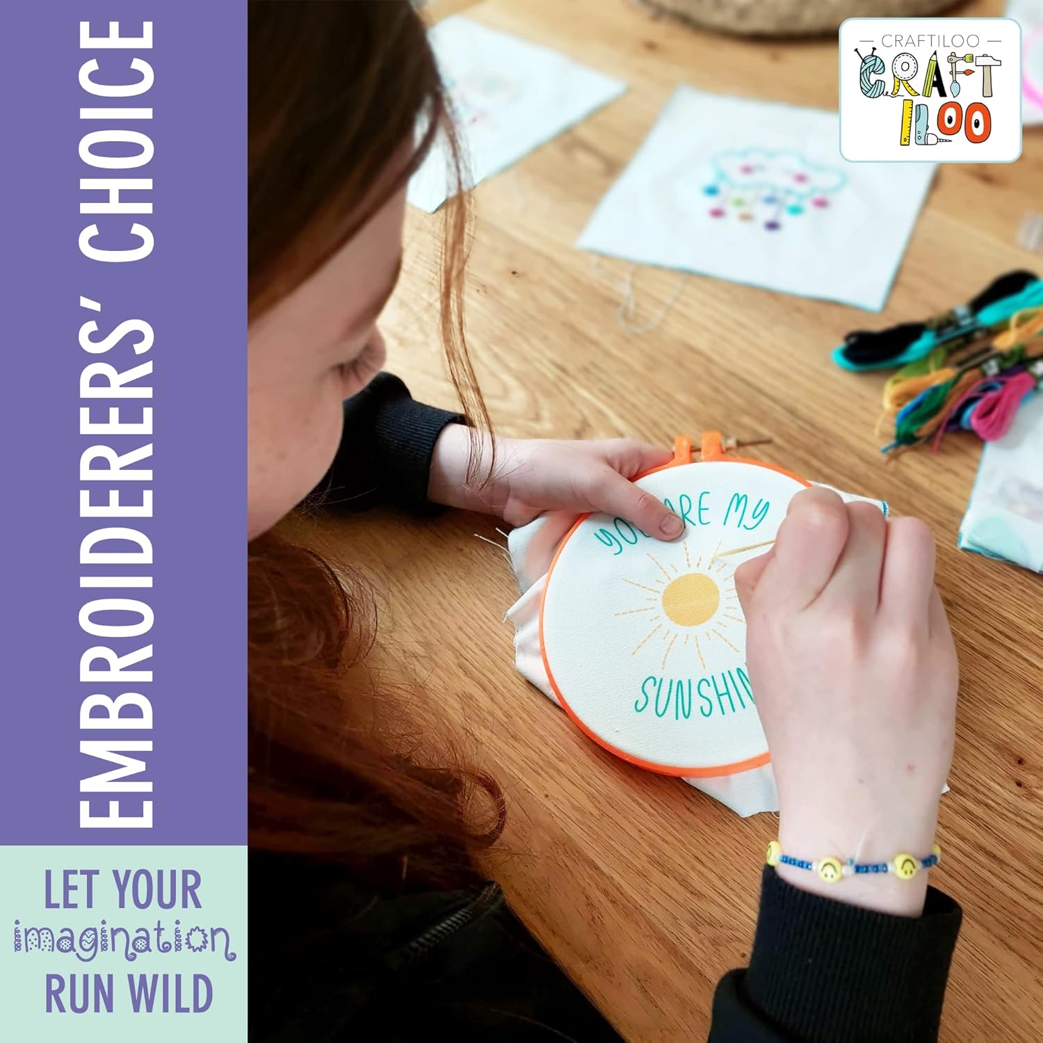 Beginner Embroidery Kit – 10 Stamped Patterns for Kids & Teens