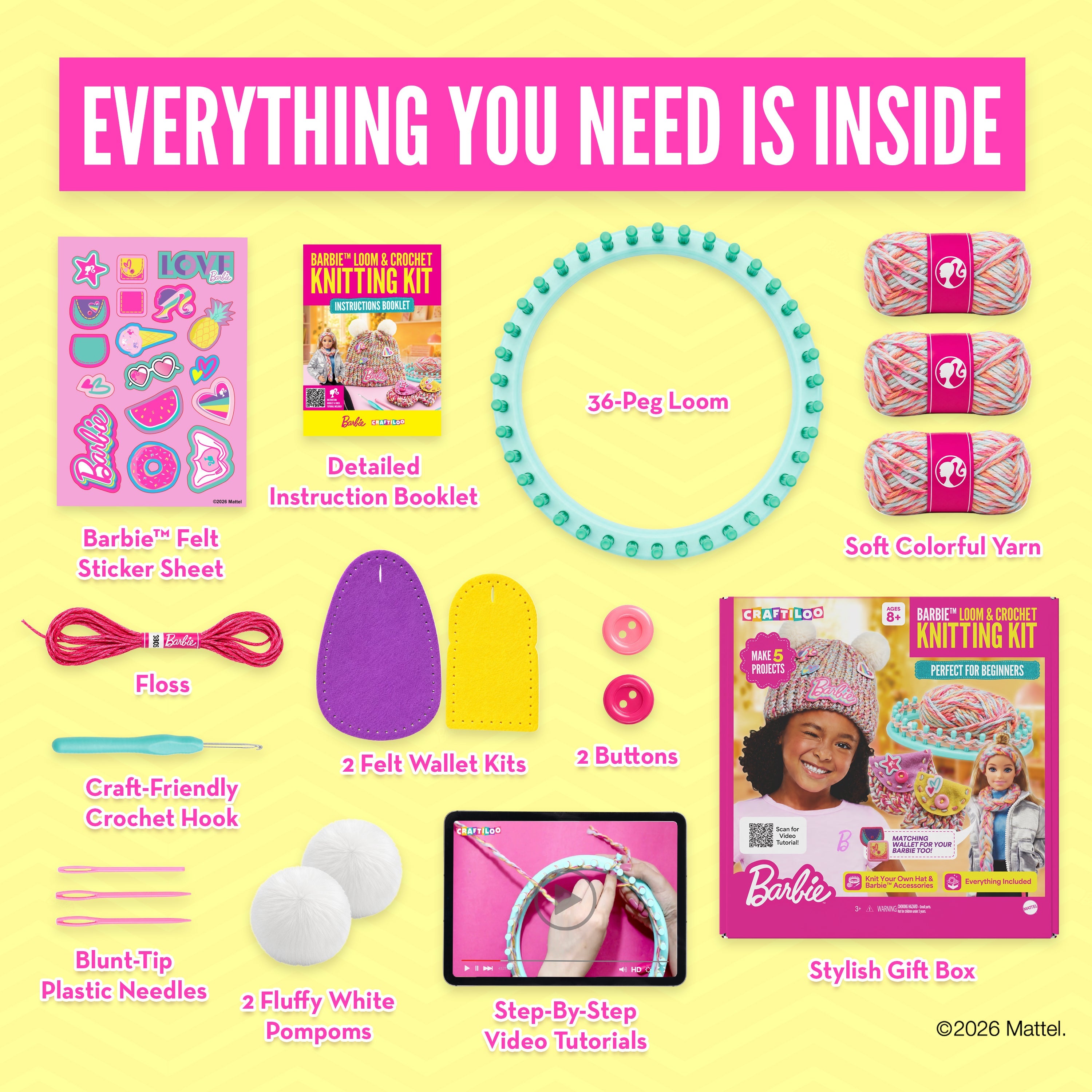 Barbie loom knitting hat project