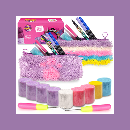 DIY Latch Hook Pencil Case Kit – 2 Rug Designs for Kids (Ages 8-12 ...